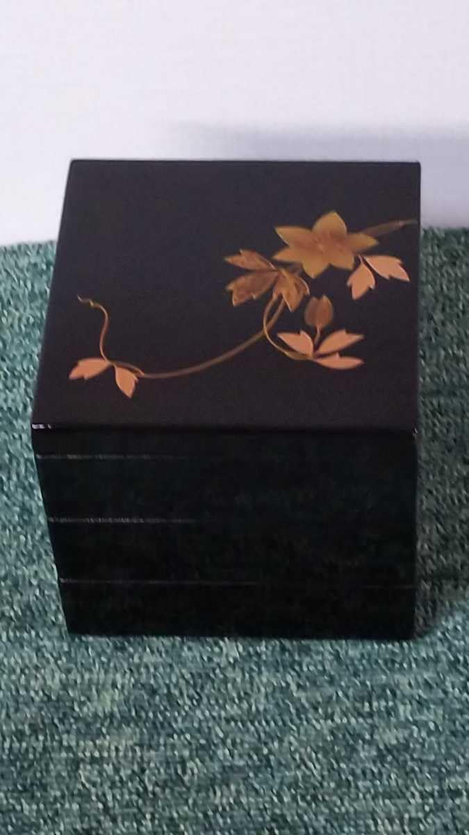 漆器 輪島塗 蒔絵沈金木製 老松文 重箱 箱